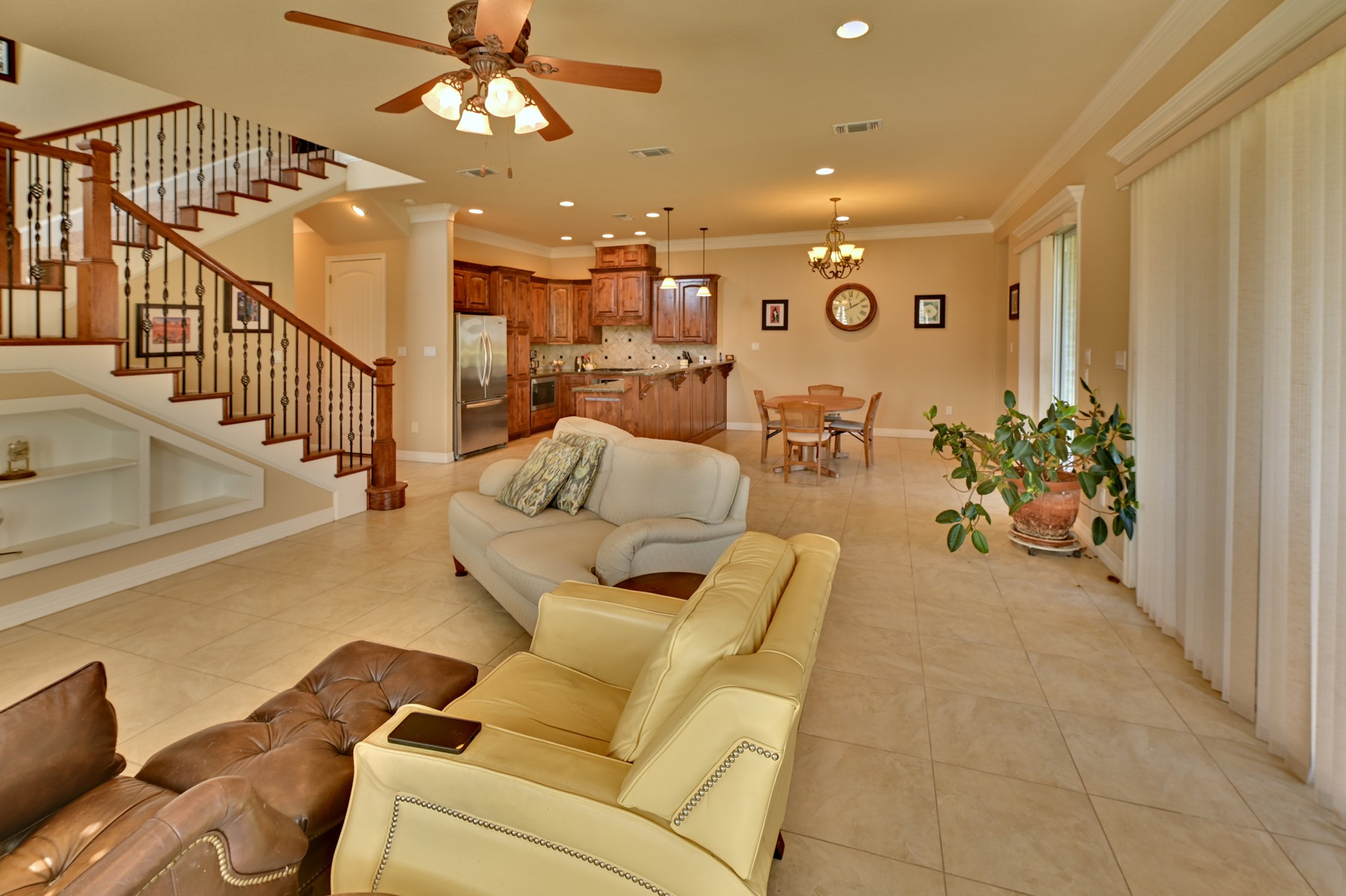 Living room before virtual staging, with existing furniture